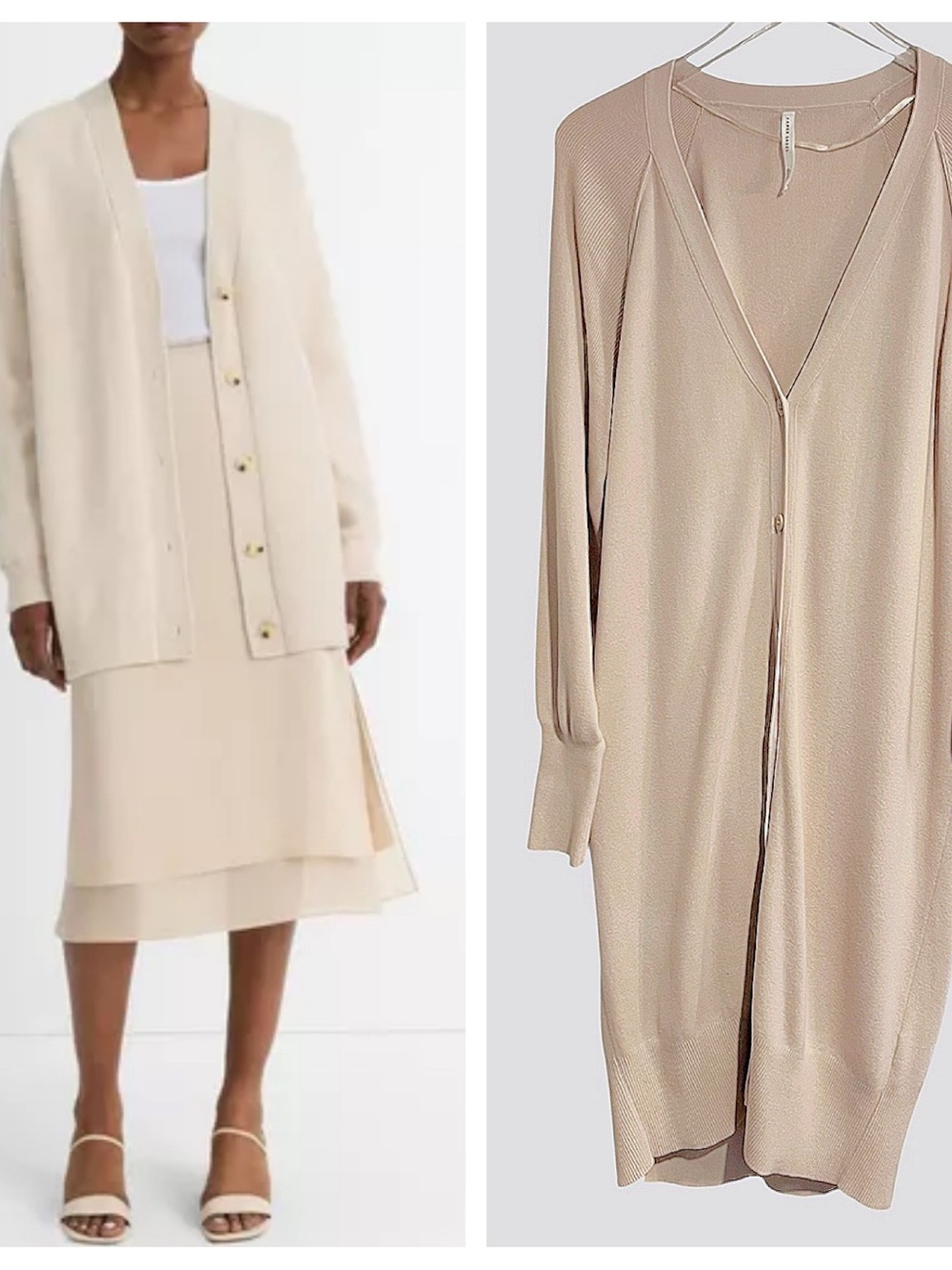 ANTHRO Tunic Long Length Cardigan COTTON Layer Cozy Cream Beige PAPER LABEL M EC